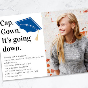 Cap Gown es geht runter Foto Graduate Einladung