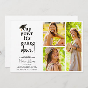 Cap Gown es geht runter zum Abschluss FotoCollage Einladung