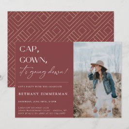 Cap Gown Es geht zur Absolventen-Party Einladung