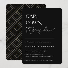 Cap Gown Es geht zur Absolventen-Party Einladung