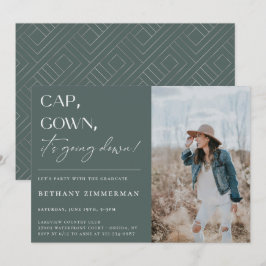 Cap Gown Es geht zur Absolventen-Party Einladung
