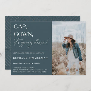 Cap Gown Es geht zur Absolventen-Party Einladung
