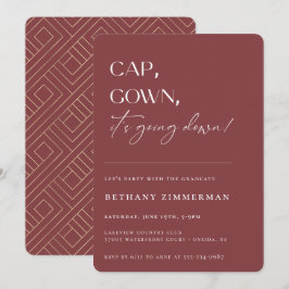 Cap Gown Es geht zur Absolventen-Party Einladung