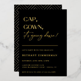 Cap Gown Es geht zur Absolventen-Party Folieneinladung