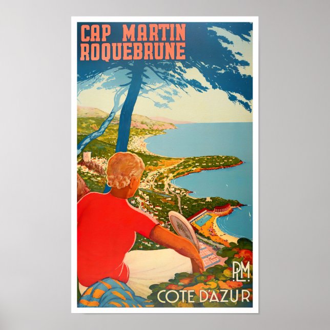 Cap Martin Roquebrune Frankreich Jahrgang Poster (Vorne)