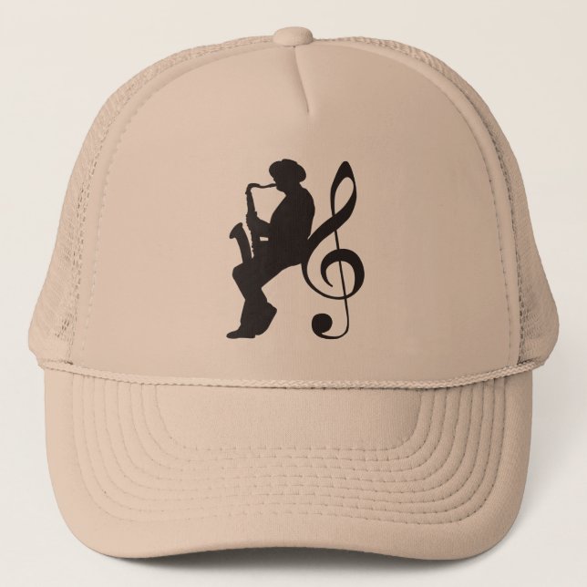 cap saxophoneplayer silhouette (G-key) Truckerkappe (Vorderseite)