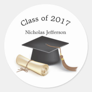 Cap Scroll und Tassle Abschluss Personalisiert Runder Aufkleber