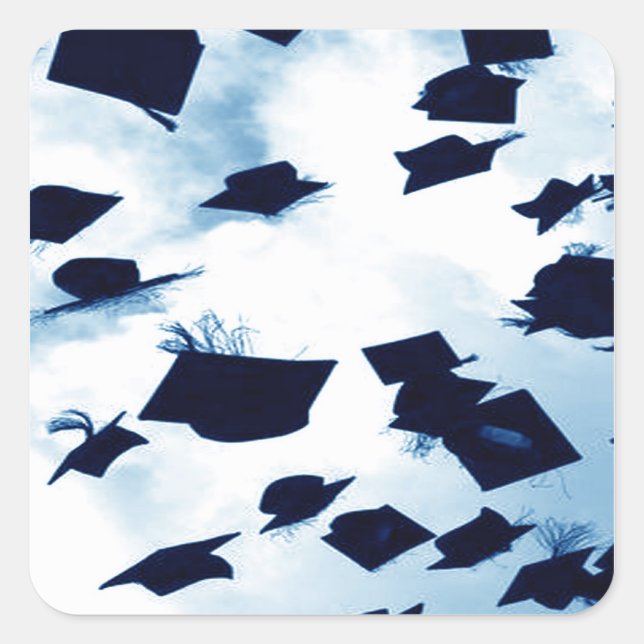 Cap Toss Abschluss Square Quadratischer Aufkleber (Vorderseite)