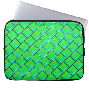 Capa de Laptop, quadros verde azulados, e linhas Laptopschutzhülle
