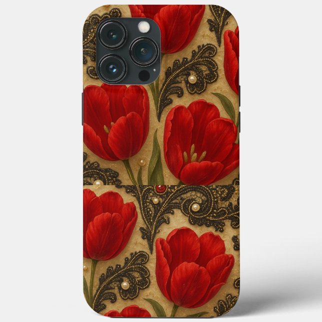 Capa para celular Tulipas e Renda  DESIGN  Case-Mate iPhone Hülle (Rückseite)