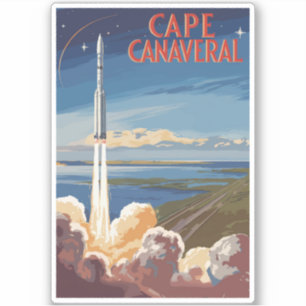 Capanna Canaveral Florida Painterly Travel Art Ret Aufkleber