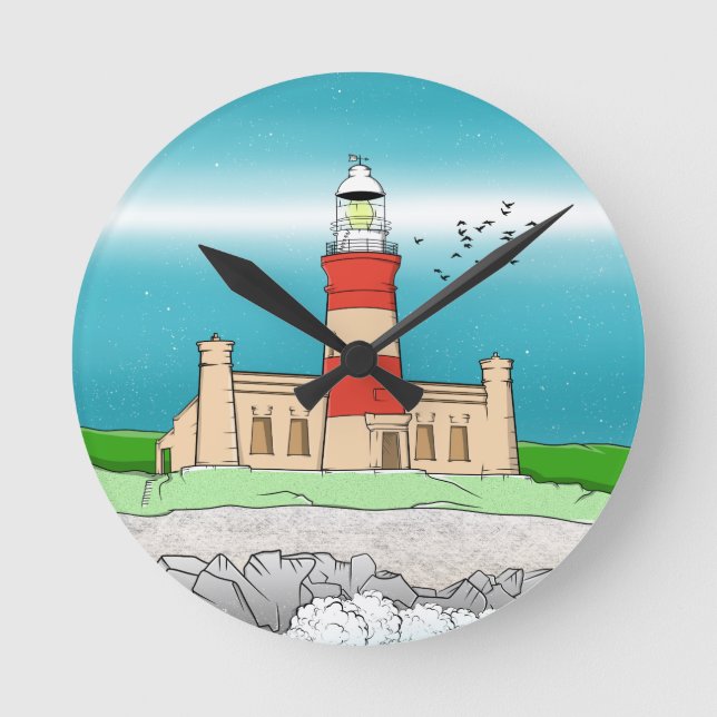 Cape Agulhas Lighthouse Runde Wanduhr (Vorderseite)