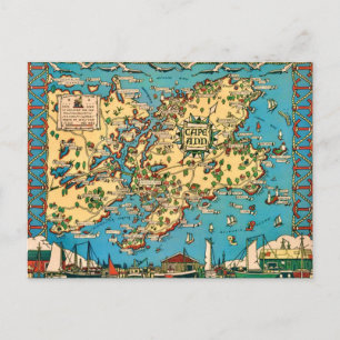 Cape Ann Illustrierte Karte Postkarte