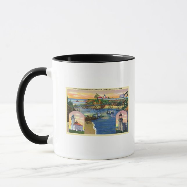 Cape Arago Bridge und Lighthouse Mouth Tasse (Links)