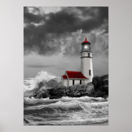 Cape Blanco Leuchtturm in Schwarzweiß Poster