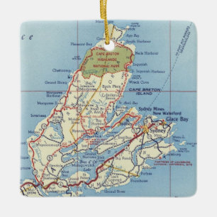 Cape Breton Island 50's Map Keramikornament
