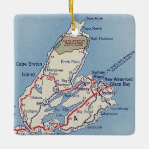 Cape Breton Island Vintage Karte Keramikornament