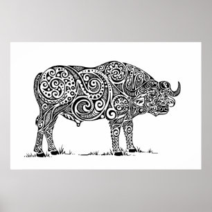 Cape Buffalo Design Poster