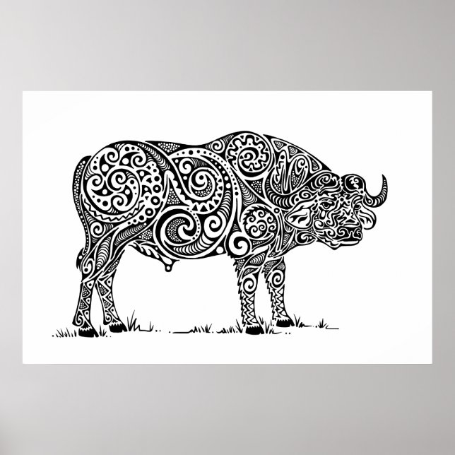 Cape Buffalo Design Poster (Vorne)