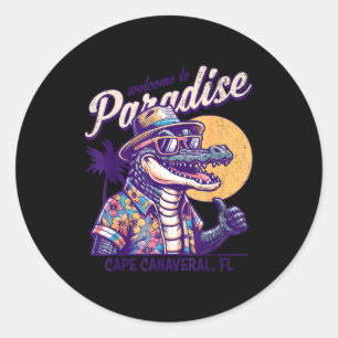 Cape Canaveral Florida Alligator Retro-Stil Runder Aufkleber