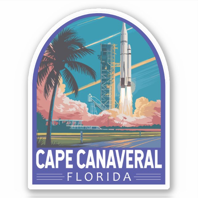 Cape Canaveral Florida Illustration Art Aufkleber (Vorderseite)