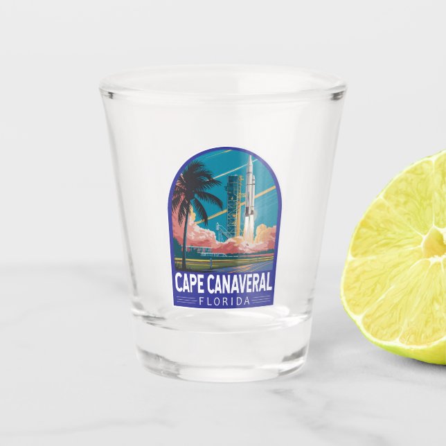 Cape Canaveral Florida Illustration Art Schnapsglas (Vorderseite)