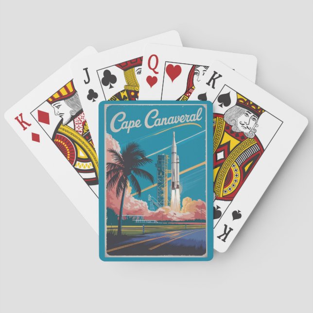 Cape Canaveral Florida Illustration Art Spielkarten (Rückseite)