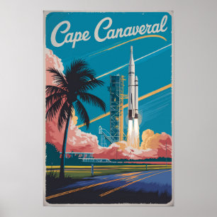 Cape Canaveral Florida Illustration Reise Kunst Poster