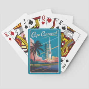 Cape Canaveral Florida Illustration Reise Kunst Spielkarten