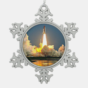 Cape Canaveral Florida Launch Pad Schneeflocken Zinn-Ornament