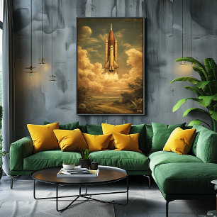 Cape Canaveral-Rakete – Retro-Weltraum der Mitte d Poster