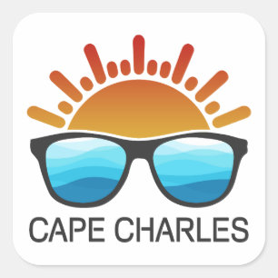 Cape Charles Beach Virginia Sonnenbrillen Quadratischer Aufkleber