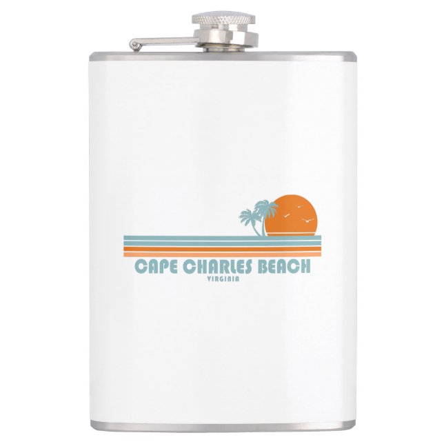 Cape Charles Beach Virginia Sun Palm Trees Flachmann (Vorderseite)