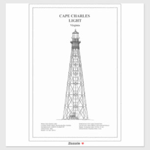 Cape Charles Lighthouse - Virginia - BD Aufkleber