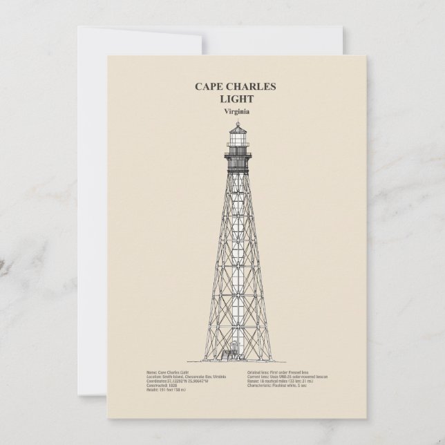 Cape Charles Lighthouse - Virginia - SBD Dankeskarte (Vorderseite)