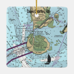 Cape Charles Virginia Chart Keramikornament