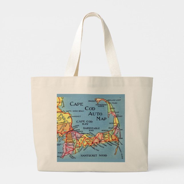 Cape Cod Auto Map Strand-Tasche Jumbo Stoffbeutel (Rückseite)