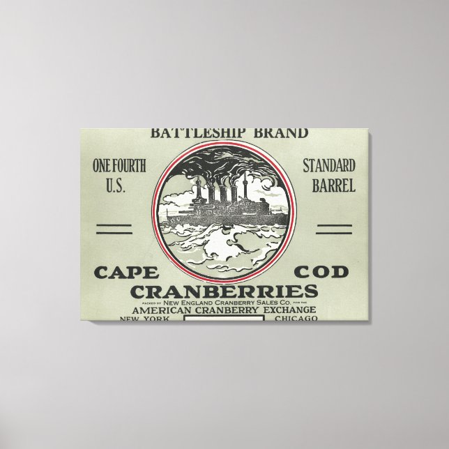 Cape Cod Battleship Markenzeichen Cranberry Label Leinwanddruck (Vorderseite)