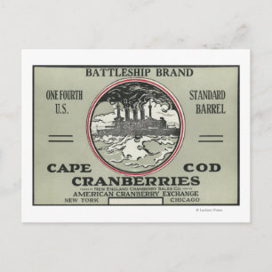 Cape Cod Battleship Markenzeichen Cranberry Label Postkarte