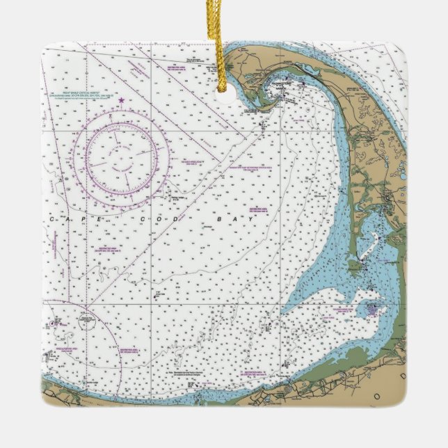 Cape Cod Bay Chart Keramikornament (Vorderseite)