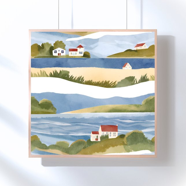 Cape Cod Bay | Wasserfarbe der Küste am Ozean Poster (Von Creator hochgeladen)