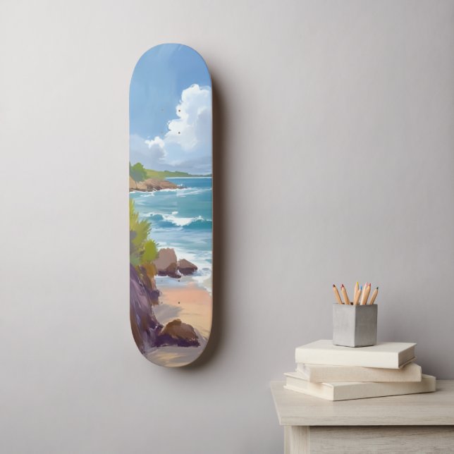 Cape Cod Beach Bay Ocean Painting Skateboard (Wandkunst)