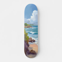 Cape Cod Beach Bay Ocean Painting Skateboard
