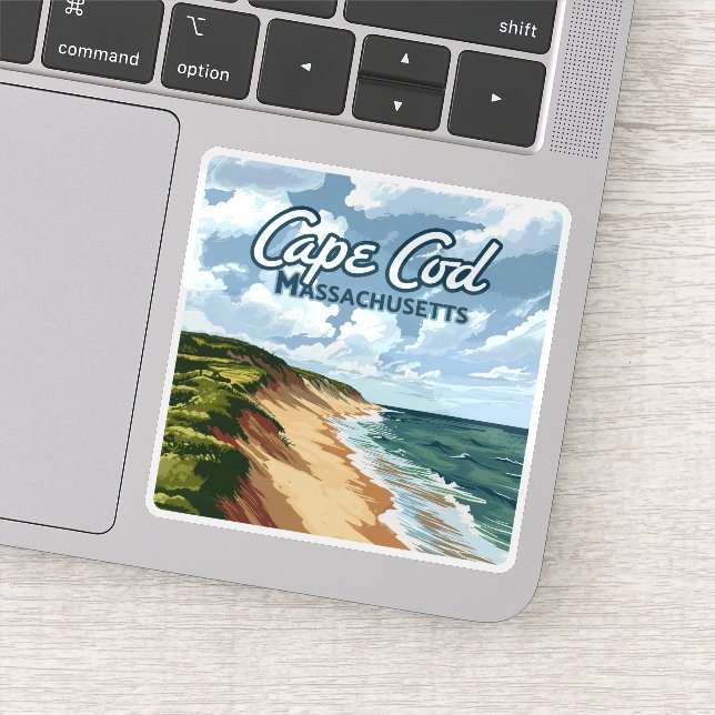 Cape Cod Beach Massachusetts Blue Aufkleber (Detail)