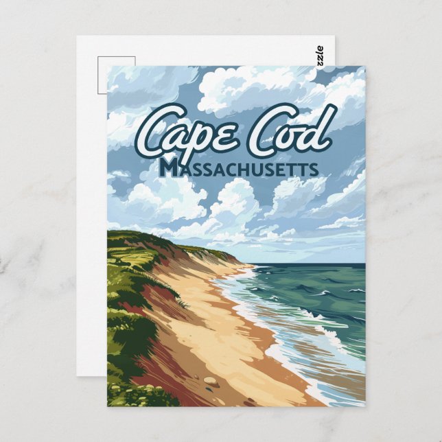 Cape Cod Beach Massachusetts Blue Postkarte (Vorne/Hinten)