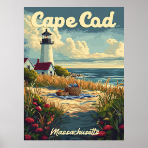 Cape Cod Beach, Massachusetts Vintag Poster