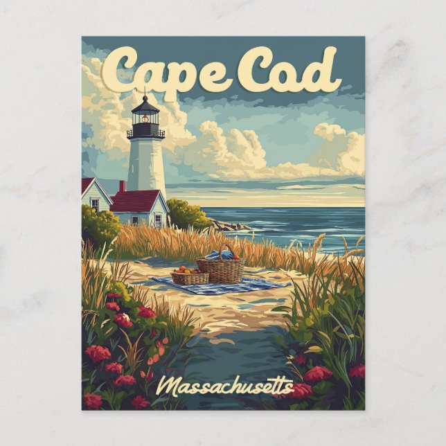 Cape Cod Beach, Massachusetts Vintag Postkarte (Vorderseite)