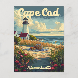 Cape Cod Beach, Massachusetts Vintage  Postkarte