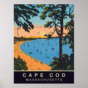 Cape Cod Beach, Massachusetts, Vintage Reise Poster