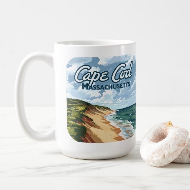Cape Cod Beach Strand Massachusetts Blau  Kaffeetasse (Mit Donut)